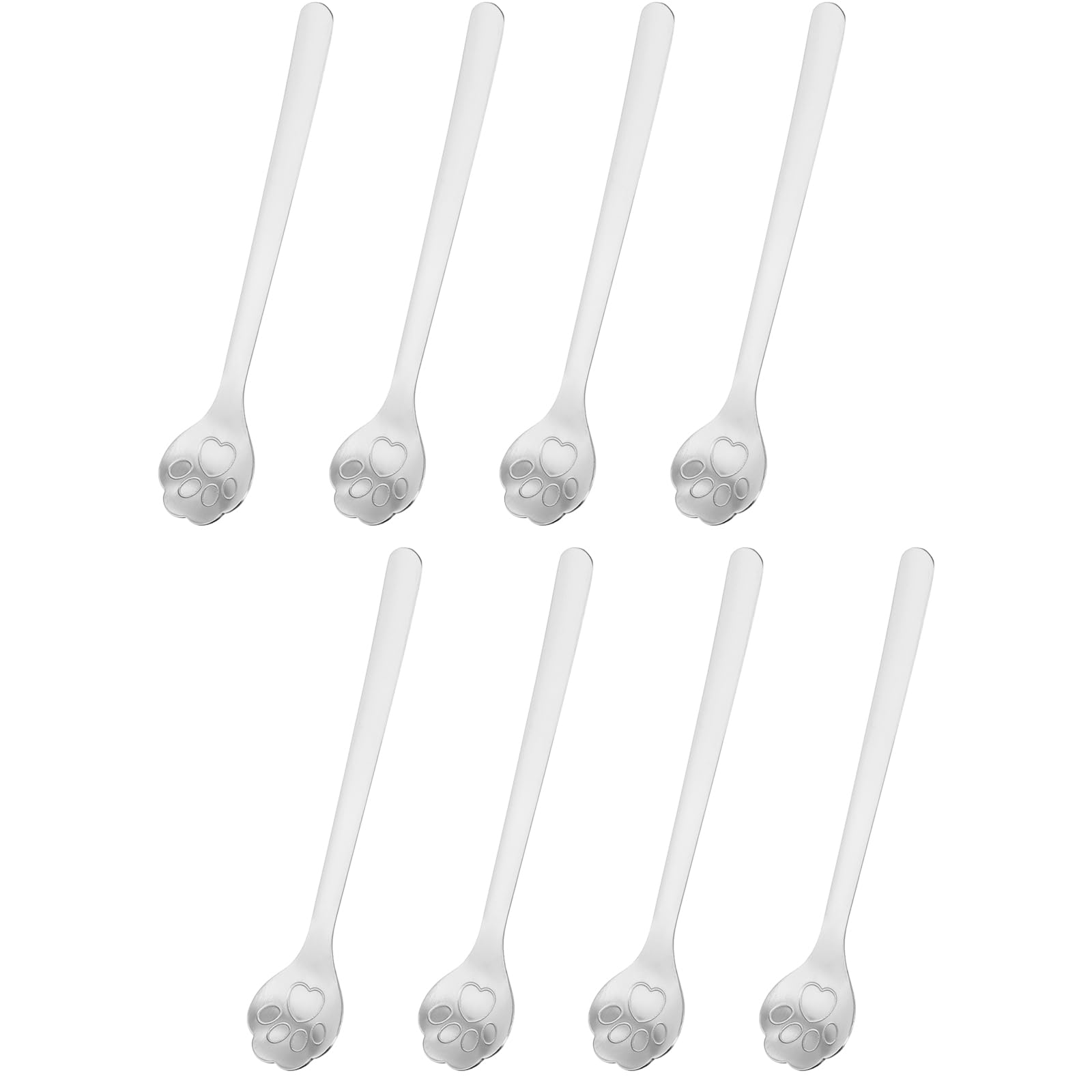uxcell 8Pcs Cat Paw Spoon Stainless Steel Coffee Spoon 6 Inch Tea Spoons Ice Cream Spoon Mini Stirring Spoons for Sugar Coffee Dessert, Silver