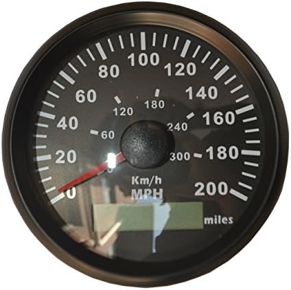 3-3/8" GPS KM/H MPH Miles Speedometer Gauge Odometer ATV UTV Motorcycle Marine Boat Buggy Golf Black Bezel Black Panel