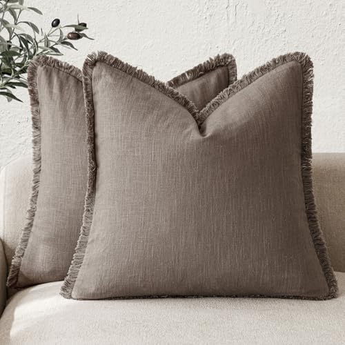 Foindtower Linen Fringe Pillow Cover 20x20