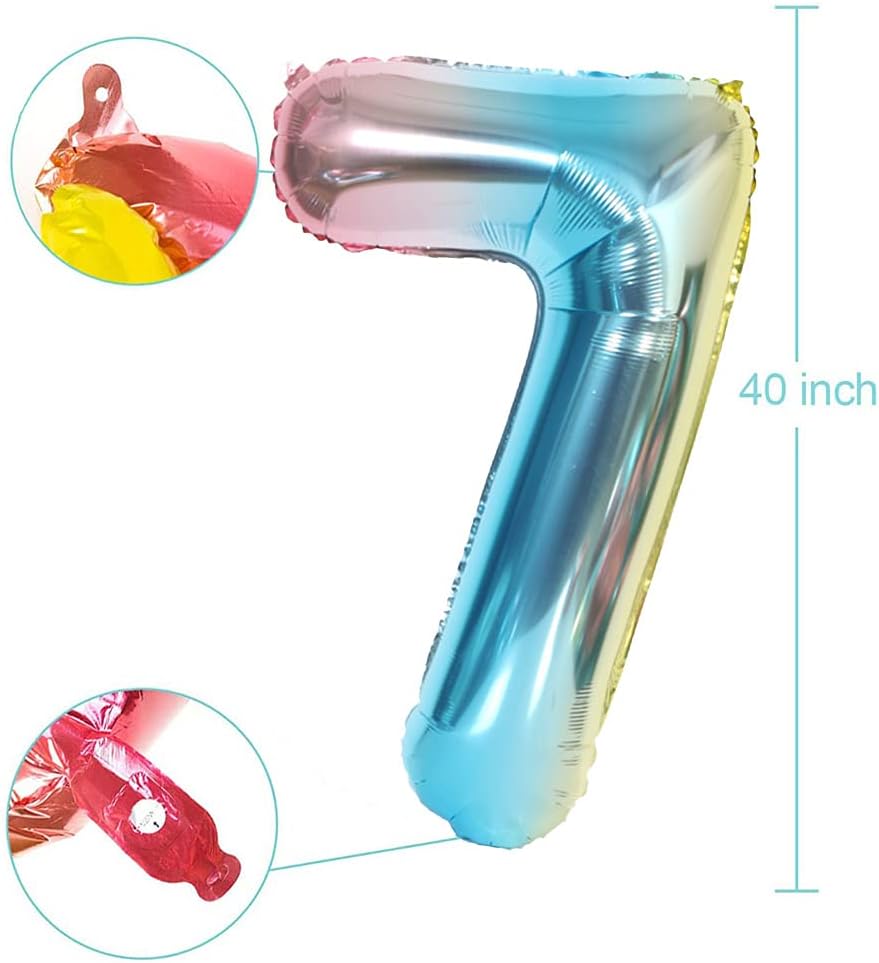 ANCLLO 32 Inch Number Balloons Foil Ballon Rainbow Gradient Digit Ball Colorful Wedding Birthday Party Decoration-Number 7 - Image 4
