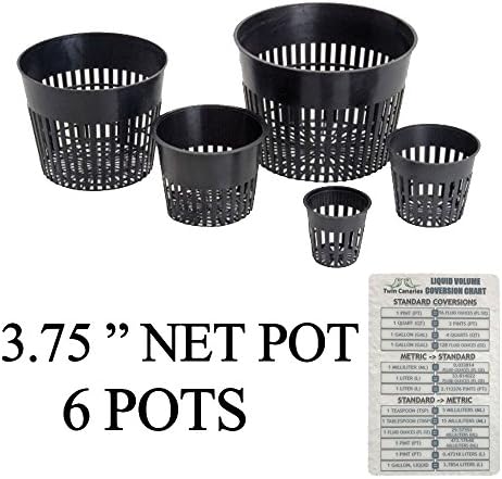 Hydroponic Net Cup Pots + Twin Canaries Chart - 3.75” Net Pot – 6 Pots