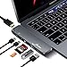USB C Hub Adapter,7 in 1 Dual Type-C Docking Station Thunderbolt 3 Hub for 2016/2017/2018 MacBook Pro with 100W Power Delivery,USB-C,4K HDMI,2xUSB3.0,SD and MicroSD Card Reader (Space Gray)