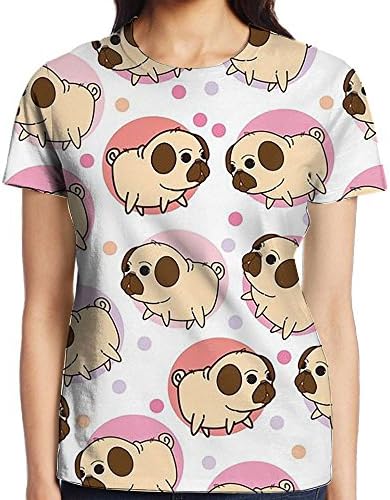 Women's Puglie Pug T Shirt Lifelike 3D Graffiti Graphic Tee Cool Short Sleeve Tee Size:Small\r\nÂ