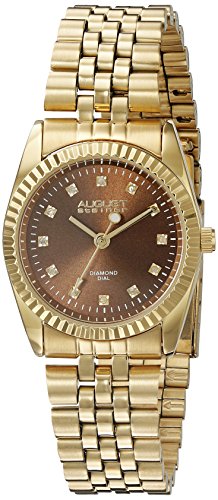 August Steiner Women s AS8170YGBR Yellow Gold Quartz Watch with Brown Dial and Yellow Gold Bracelet