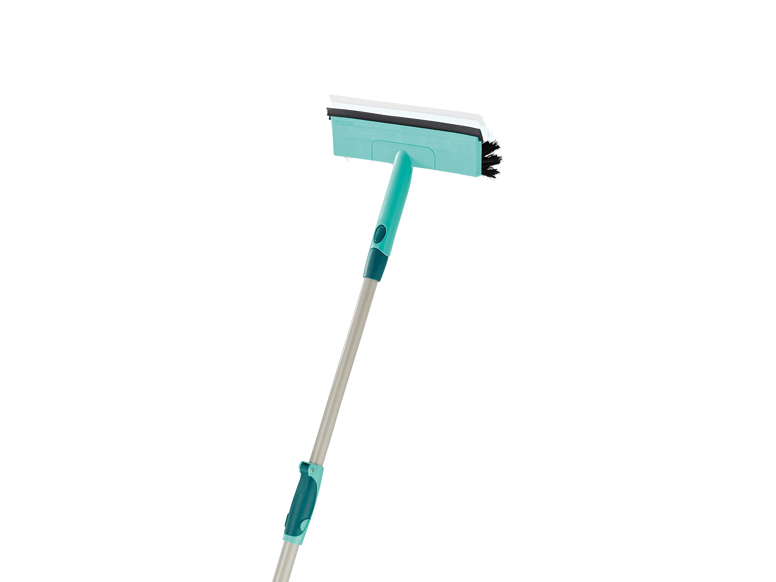 Leifheit Window Cleaner with Brush and Squeegee and Click System Telescopic Handle, 110-190 cm
