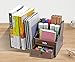 PAG Wood Desk Organizer Office Supplies Caddy 3 Upright File Holder with Drawer,Brown
