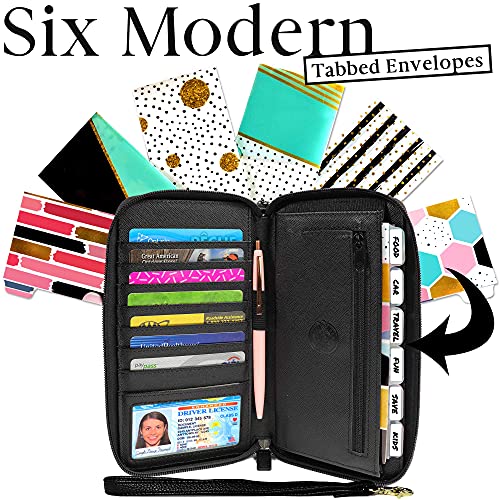 Slim Budget Wallet With 6 Horizontal Tabbed Cash Envelopes For