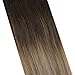 Full Shine 18 Inch 10 Pcs 100 Gram Full Set Clip in Hair Extensions Ombre Balayage Human Hair Clip in Human Hair Extensions Color 2 Fading to 6 and 18 Ash Blonde Hair Extensions Human Hair Clip Ins