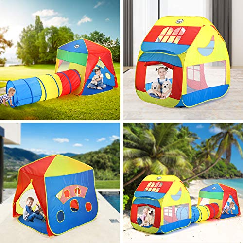 Playhouse Tents Popup Play Tent with Tunnel for Kids, Girls & Boys,3