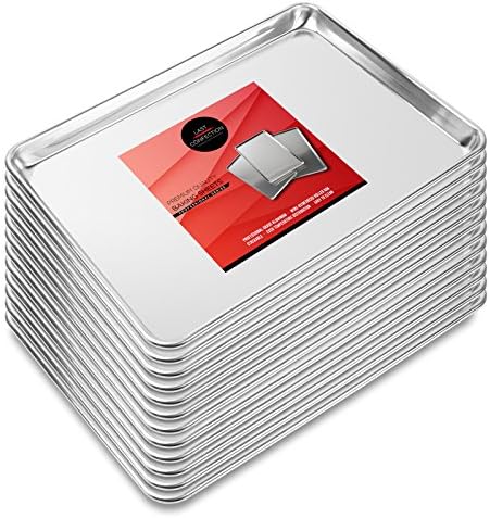 Last Confection 12 Cookie Baking Sheets 13" x 18" - Rimmed Aluminum Jelly Roll Trays - Half Sheet Pans