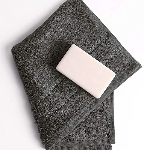 Cariloha Organic Bamboo-Viscose and Turkish Cotton Washcloths Set - Soft Washcloths for Face and Body - 13" x 13" - 600 GSM - Onyx - Set of 3 Towels
