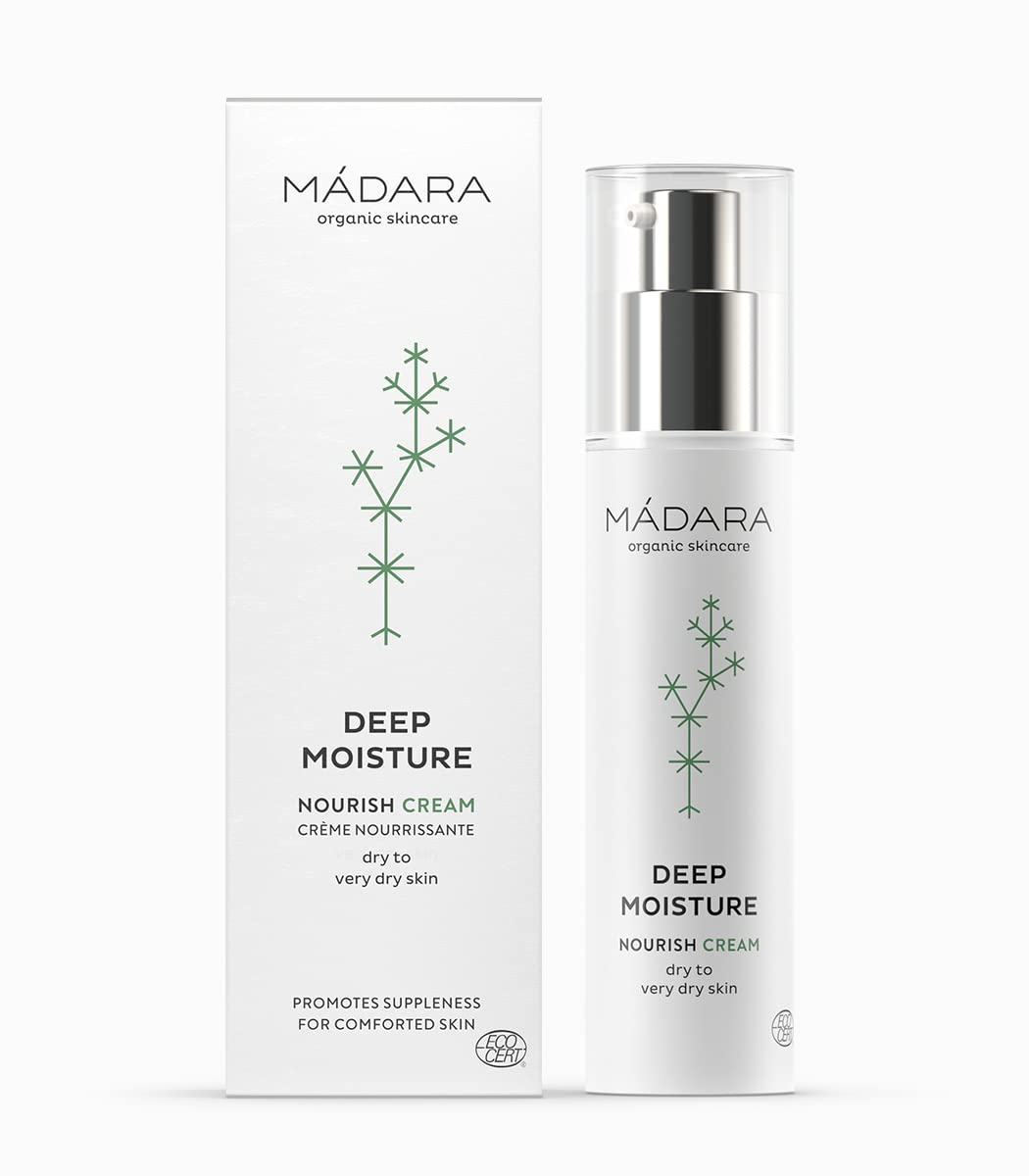 MÁDARA Organic Skincare | Deep Moisture Nourish Cream - 50ml, Soothing and ultra-hydrating moisturiser for dry skin, With hyaluronic acid and nutrient-rich plant extracts, Vegan, Ecocert certified.