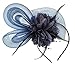 Women's Fascinators Hat Small Hairpin Feather Mesh Flower Hairclip (Navy Blue)