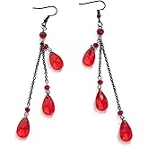 Gothic Blood Drop Earrings for Women Vintage Red Black Crystal Earring Punk Red Blood Teardrop Earrings Vampire Earring Halloween Holiday Jewelry