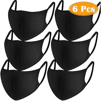 Mouth Mask, Paxcoo 6 Packs Face Mask for Dust, Black Face Mouth Masks Anti-Dust Cotton Mask for Teens Women Men
