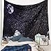 SYNEE Moon Stars Wall Tapestry Outer Space Tapestry Galaxy Tapestry Night Sky and White Cloud Tapestry for Room (51.2 x 59.1 inches)