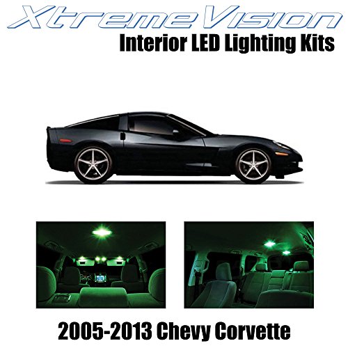 XtremeVision Chevy Corvette 2005-2013 (10 Pieces) Green Premium Interior LED Kit Package + Installation Tool