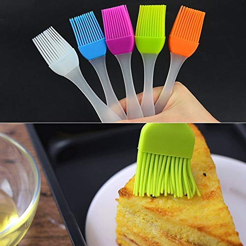  TOVOT 5 PCS Silicone Basting Pastry Brushes Heat Resistant BBQ Brush for Cakes, Baking Barbecue and Cooking,Dishwasher Safe,Food Grade, Bristle Free (White/Blue/Green/Orange/Rose red)  - Thumbnail 2