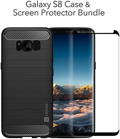 Samsung Galaxy S8 Case with Tempered Glass Screen Protector, Ubittek Dynamic Stroked Line Pattern Trim Durable Anti-Slip TPU Ultra Thin Case with [3D Curved Glass] [Tempered Glass] Screen Protector