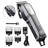 Pro Hair Clipper Set Cordless,BESTBOMG Electric Trimmer Grooming Kit Rechargeable LED Display Stainless Steel Blade for Men Father Gifts with 4 Replaceable Combs and Cleaning Brush