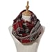 Lucky Leaf Women Thick Lattice Winter Infinity Circle Scarf Plaid & Tartan Scarves Dual Patterns(Red Black Plaid)