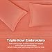 Honeymoon 1800 Brushed Microfiber Embroidered Bed Sheet Set, Ultra Soft, Full - Coral