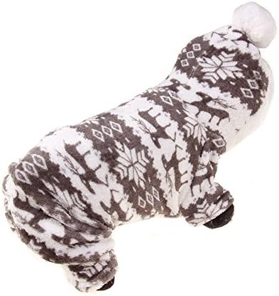 WORDERFUL Dog Winter Clothes Pet Deer Warm Fleece Outfit Cat Cold Weather Warm Coat for Small and Medium Dog (M, Grey)