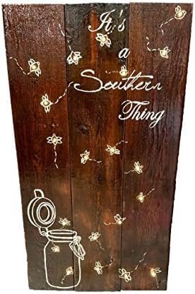 18 x 32 Inches Lit Firefly in Mason Jar It's A Southern Thing Barn Wood Sign