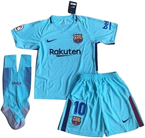 HGVSoccer New #10 Messi 2017-2018 Nike Barcelona FC Away Jersey Shorts &amp; Socks For Kids and Youths