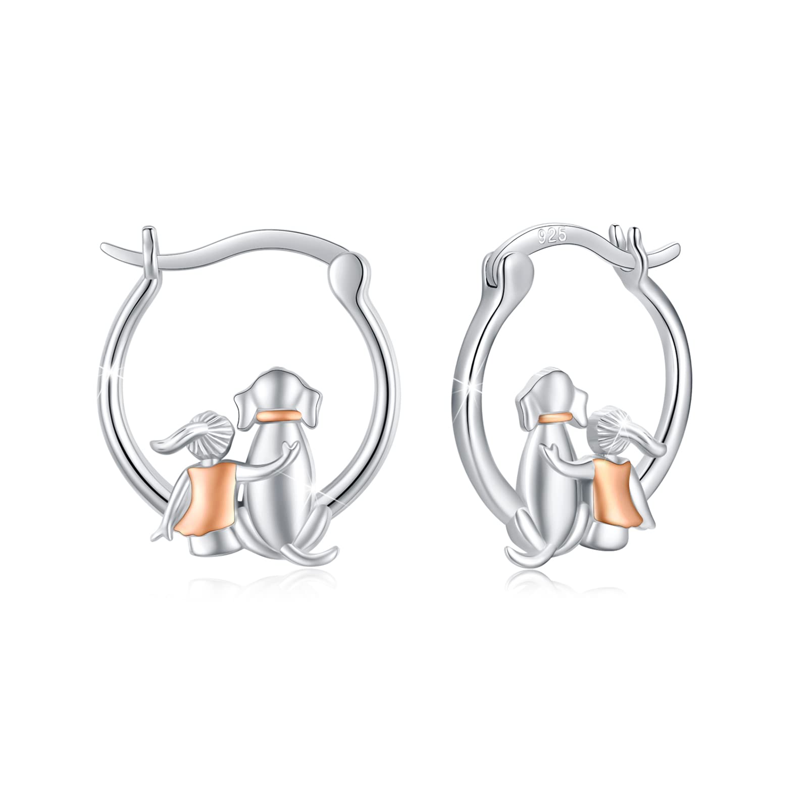 925 Silver Dog Hoop Earrings - Animal Hoop Earrings, Gifts for Girls & Dog Lovers — image 1