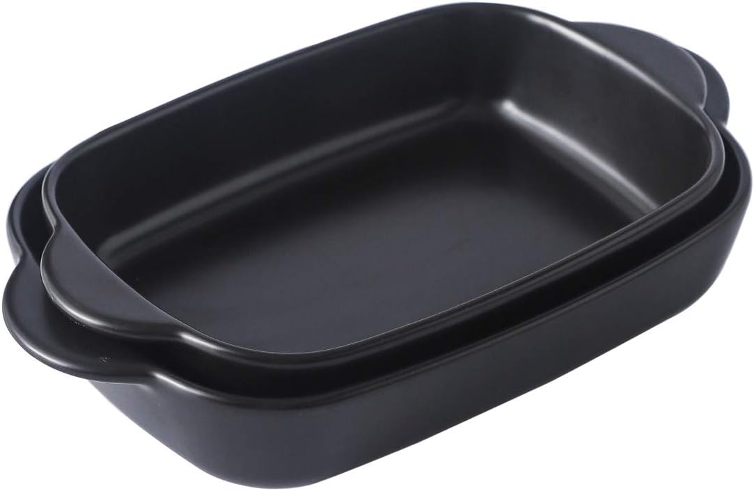 Singgreat Ceramic Small Baking Dishes with Handle Oven Dish Set of 2, Roasting Lasagna Pan