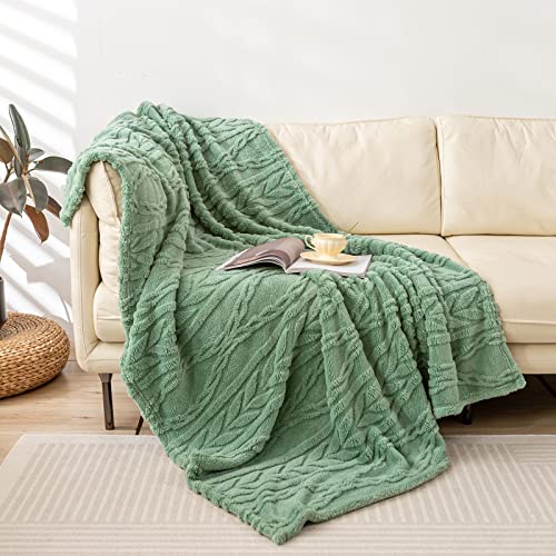 YUSOKI Sherpa Fleece Large Throw Blanket, Sage Green, 50"x65" at Amazon