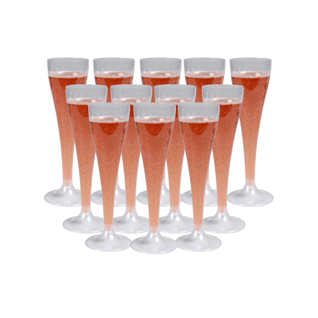 Abena Gastro Plastic Champagne Flutes - Pack of 12, 3oz Plastic Cocktail Glasses for Champagne, Prosecco and Parties