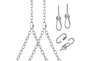 Barn-Shed-Play Heavy Duty 700 Lb Porch Swing Hanging Chain Kit - Color: Silver (8 Foot Ceiling)