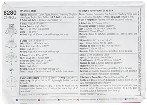Simplicity Creative Patterns US8280OS 8280 Simplicity Pattern 8280 American Girl 18" Doll Clothes, Size: One Size (One Size)