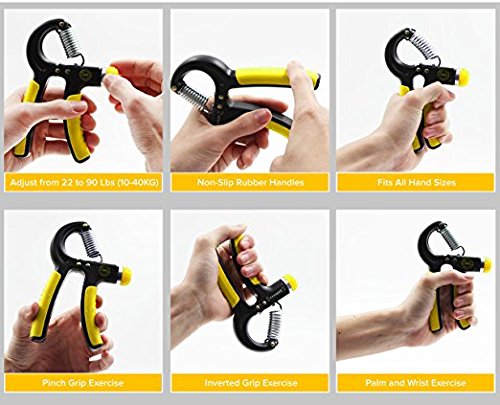 Hand Grip Strengthener - with Non-Slip Grips & Easy Tension Dial Technology for Adjustable Resistance - Strength Trainer & Exerciser for Forearm, Wrist, Hands Exercise, Arm Workout - Thumbnail 6