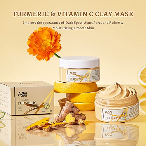 ANAI RUI Turmeric Vitamin C Face Mask, Clay Facial Mask with Vitamin C