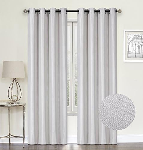 HCILY White Linen Blackout Curtains Thermal Insulated Grommet Room Darkening Window Treatment 2 Panels for Bedroom (white, W52'' x L96'')