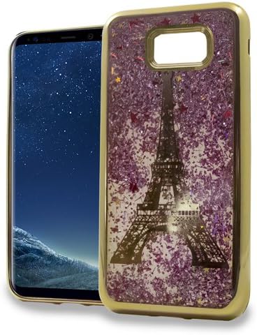 Galaxy S8 Case, HJ Power[TM] For Samsung Galaxy S8/G950 (All Carrier)--Soft Silicone CHROME Glitter Motion Skin Case Paris Tower Gold