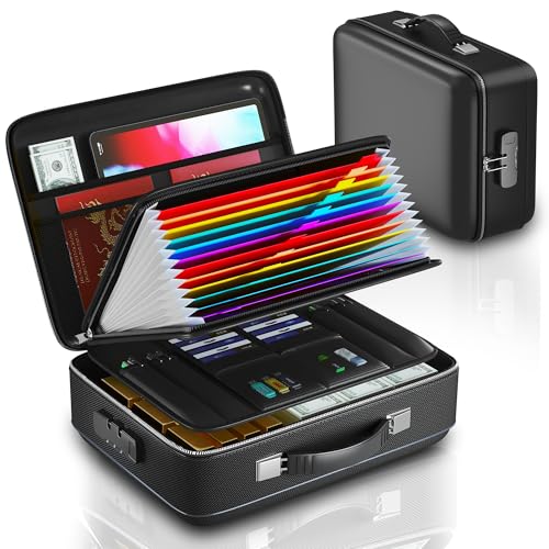 5200°F Fireproof Document Box with Combination Lock,Fireproof Water Resistant Hard Case Safe Box for Important Documents Certificates Laptop Passports (Black)