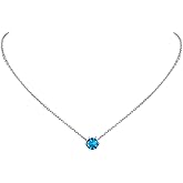 PROSILVER 925 Sterling Silver Dainty Necklace for Women, Gorgeous Cubic Zirconia Birthstone Necklace Jan - Dec Available, 16"-18" Adjustable, Come with Box