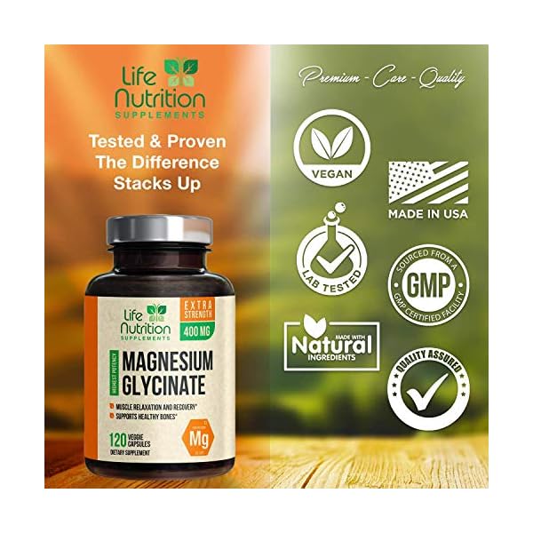 Magnesium Glycinate High Absorption Chelated 525mg, Made in USA, Vegan