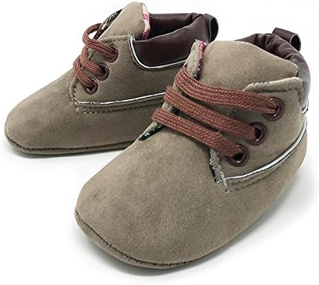 Frills Infant Toddlers Baby Boys and Girls Soft Soled Crib Shoes PU Sneakers - Olive Boots (for ages 0-6 months/11 cm. length)