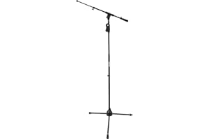 Shure by Gator Deluxe Tripod Mic Stand with Telescoping Boom and Pistol Grip One-Handed Clutch; (SH-TRIPODSTANDTBMDX)