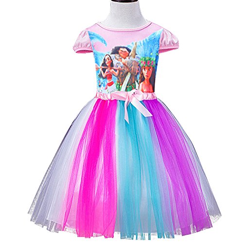 FSBBUT (TM) Girls Moana Rainbow Tutu Dress Princess Mesh Party Wedding Tulle