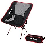 LetsFunny Ultralight Portable Foldable Camping Backpacking Chairs with Carry Bag, Lightweight Breathable and Comfortable Folding Picnic Chair,Perfect for Hiking/Fishing/the Park/Sports (Red)