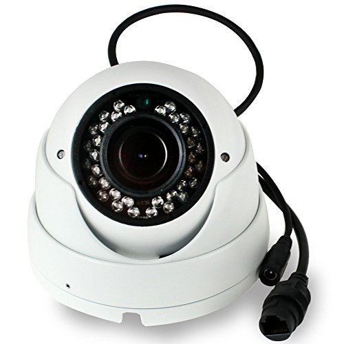 GW Security H.265 POE IP Security Cameraâ€“5mp HD IP 1920p Dome Camera - IP66 Weatherproof â€“ Wide Angle with 2.8-12mm Varifocal lens