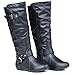 Twisted Women's Shelly Wide Width, Wide Calf Stitched Pannel Tall Boots with Pyramid Studs - BLACK, Size 10 W or 10 C/D