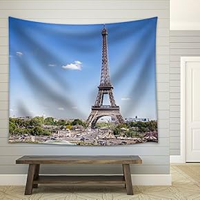 Panoramic View of Paris Tower Under The Blue Sky - Fabric Wall Tapestry Home Decor - 51x60 inches