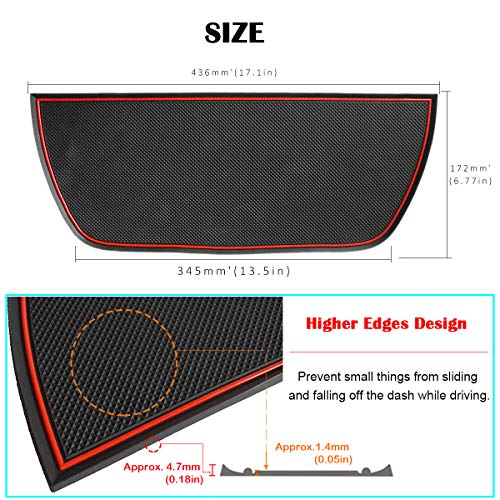 Auovo Dashboard Mat Liner for Dodge Ram Pickup 1500 2500 3500 2011-2018 Interior Accessories Car Dash Trim Rubber Pad Cover Soft Tray(1 PCS) (Red Trim) - Thumbnail 3